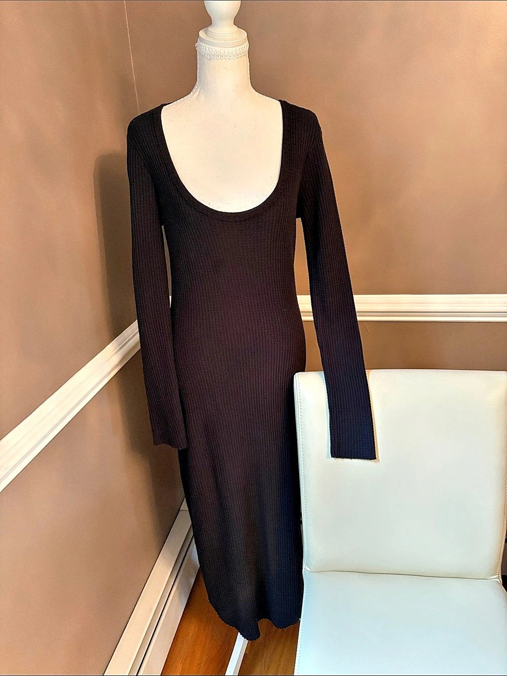 Z Supply Ribbed Maxi Dress in Black Size Small